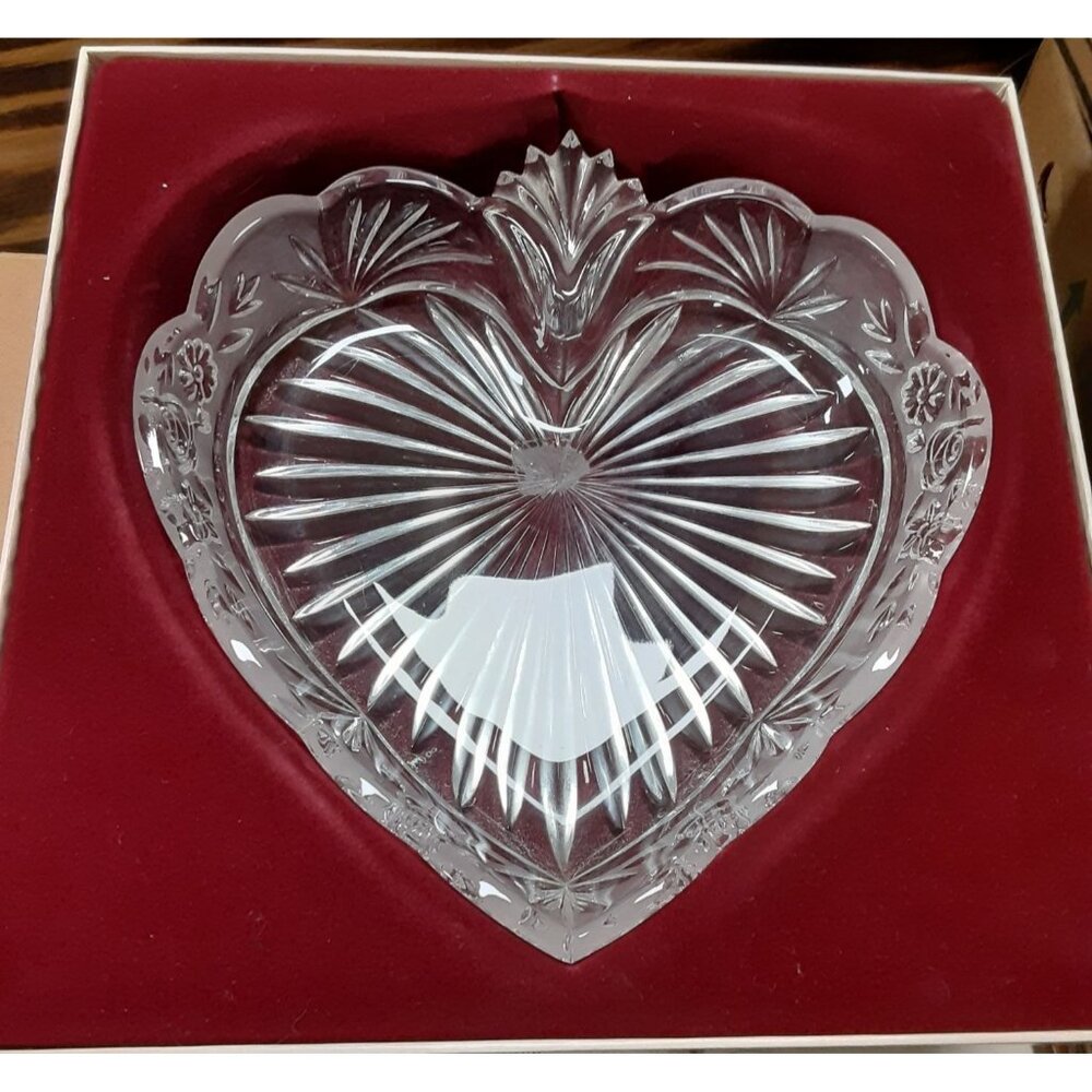 Oneida Crystal Southern Garden Heart Tray vintage